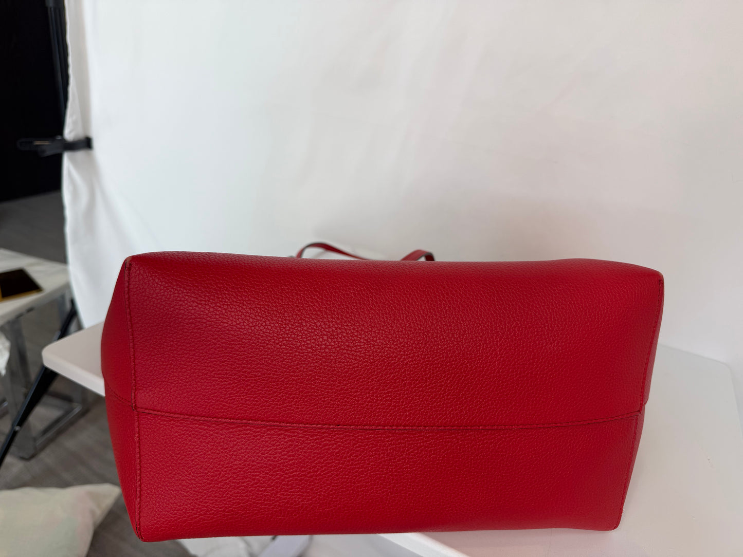 Alexander McQueen Red Pebbles Leather Tote w Gold Hardware & Skull Charm