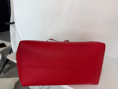 Alexander McQueen Red Pebbles Leather Tote w Gold Hardware & Skull Charm