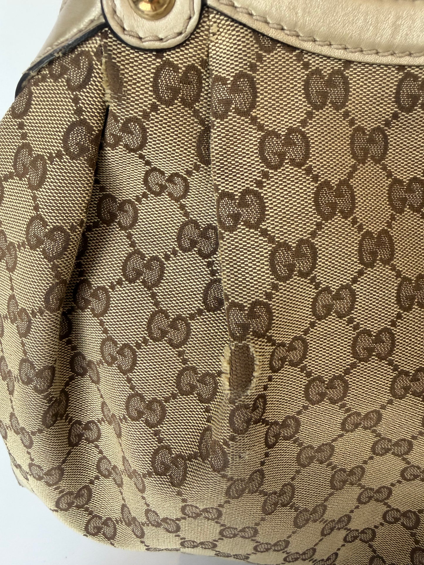 AS IS - Gucci Monogram Canvas Top Handle Tote