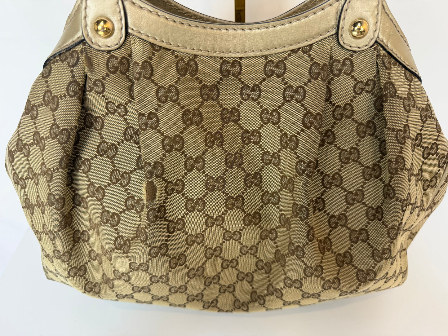 AS IS - Gucci Monogram Canvas Top Handle Tote