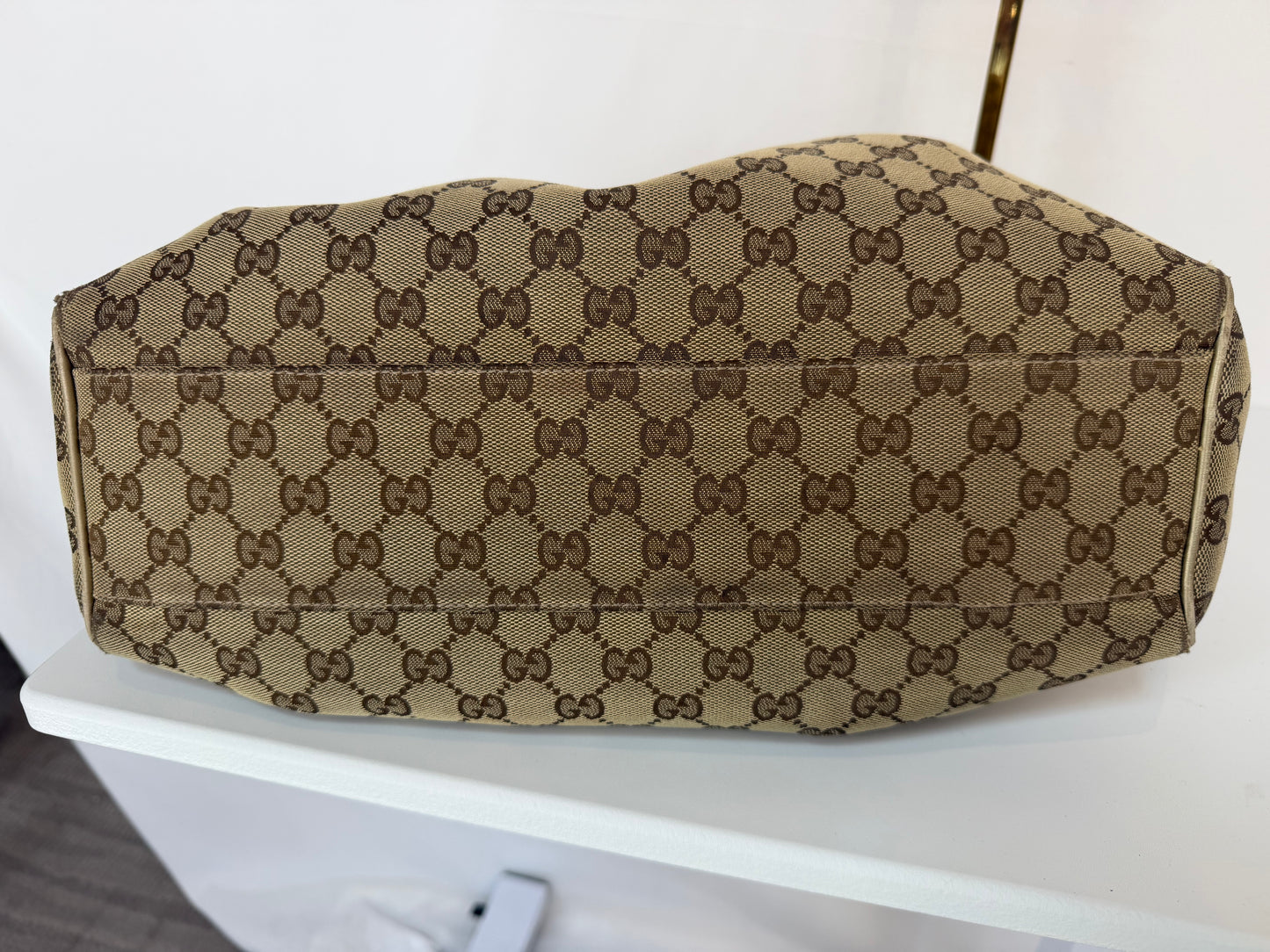 AS IS - Gucci Monogram Canvas Top Handle Tote