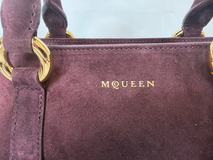 Alexander McQueen Suede Burgundy Gold Hardware "Farringdon" Bag