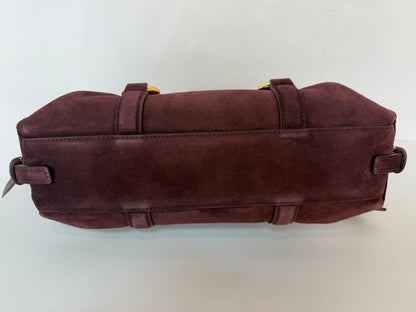 Alexander McQueen Suede Burgundy Gold Hardware "Farringdon" Bag