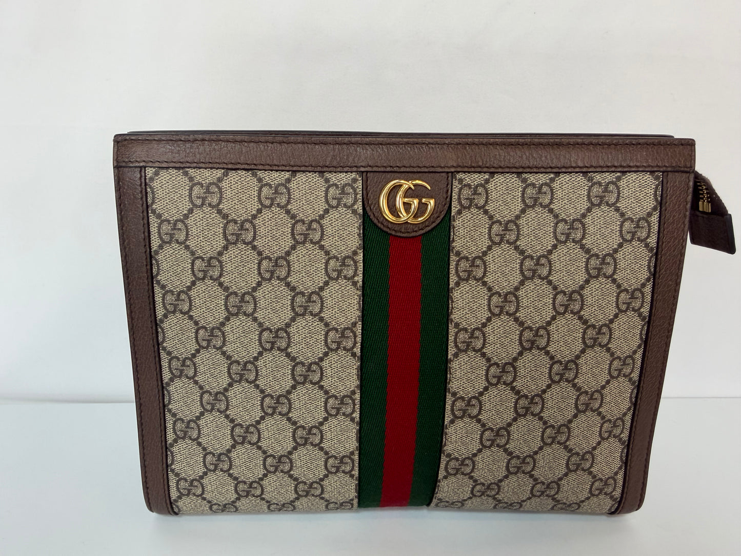 Gucci GG Supreme Canvas Green Red Web Stripe "Ophidia" Pouch