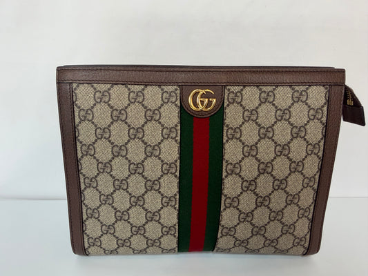 Gucci GG Supreme Canvas Green Red Web Stripe "Ophidia" Pouch
