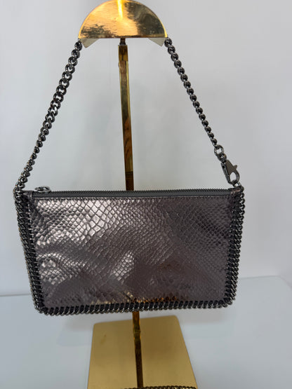 Stella McCartney Metallic Bronze Snake-Effect Mini Falabella Chain Pouch