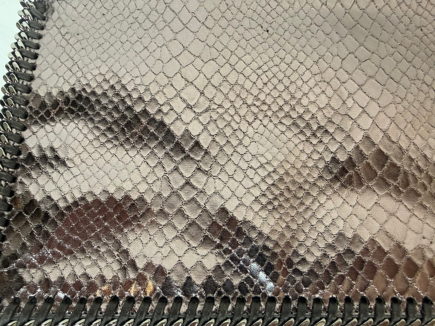 Stella McCartney Metallic Bronze Snake-Effect Mini Falabella Chain Pouch