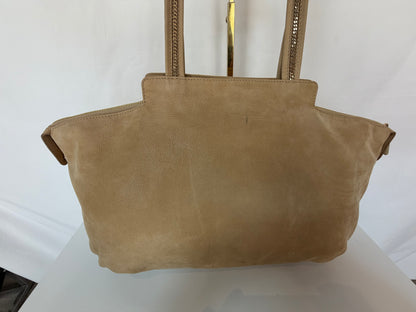 Fendi Suede Light Brown "Nubuck Chains" Tote bag we Gold Hardware