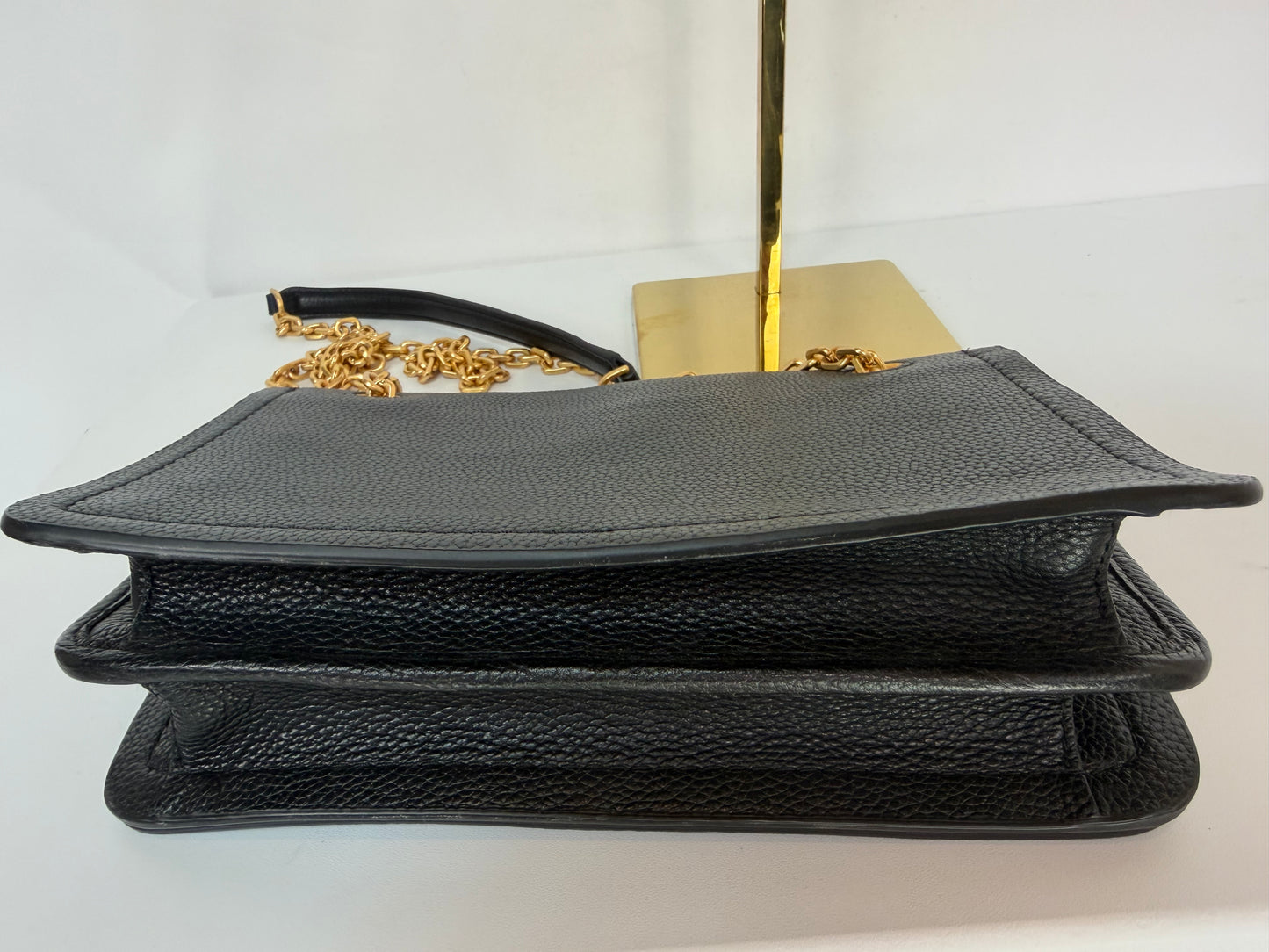 Tory Burch Black Flap Button Gold Chain Crossbody Bag
