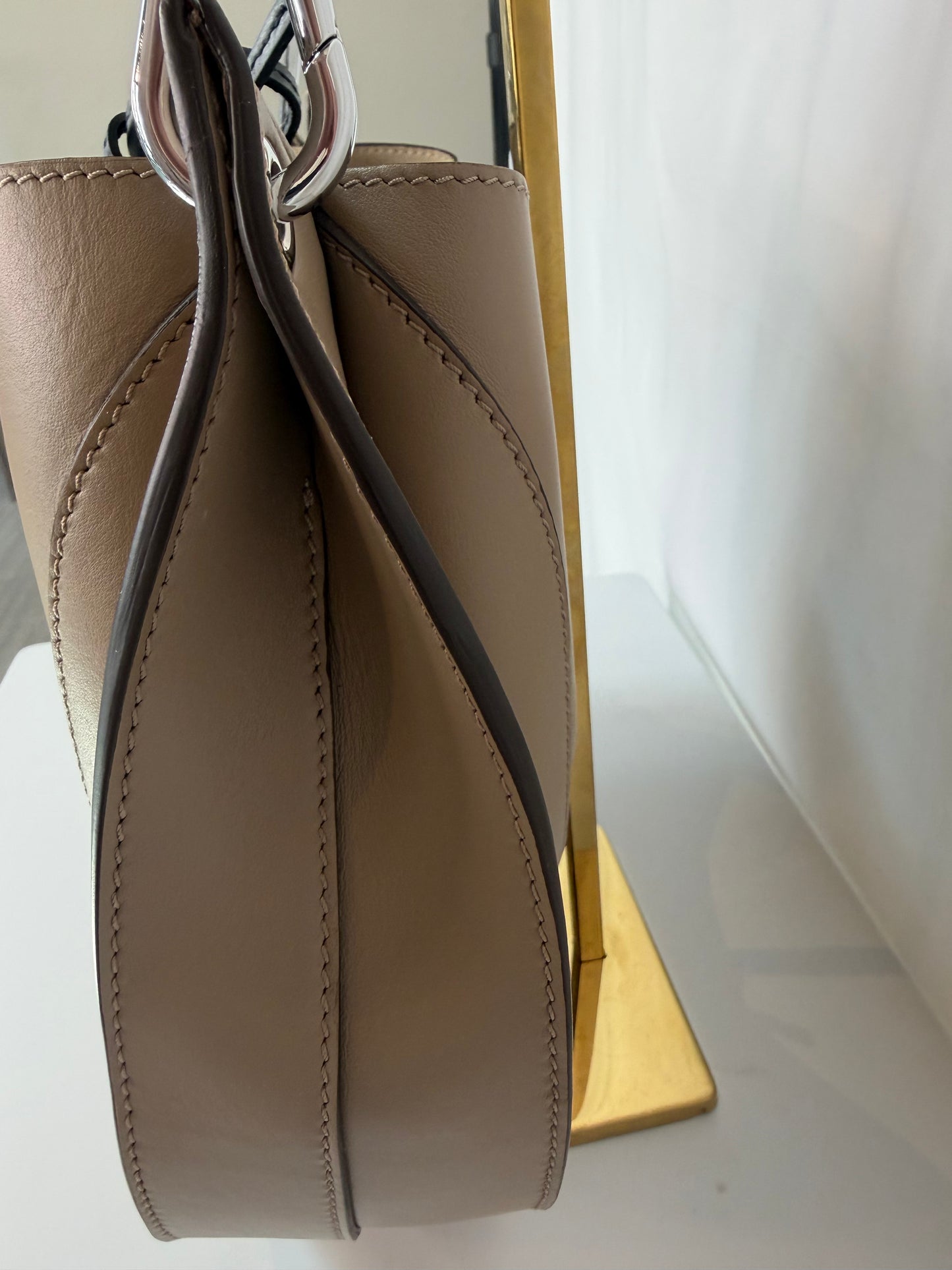 Proenza Schouler Taupe Leather Arch Shoulder Bag w Silver Hardware