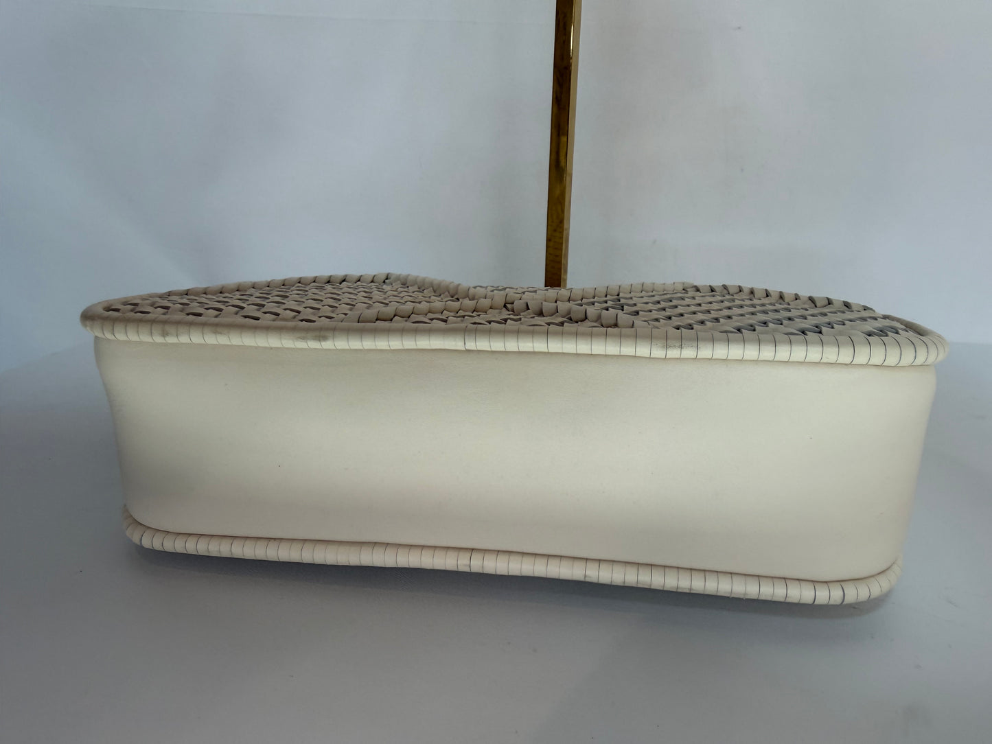 Tory Burch Ivory White Diamond Woven Mini Flap Shoulder/Crossbody Bag