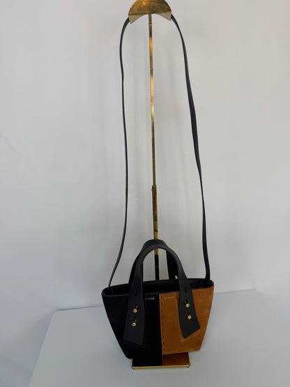 Frame Suede Black & White Color Block Les Second Mini Crossbody Bag
