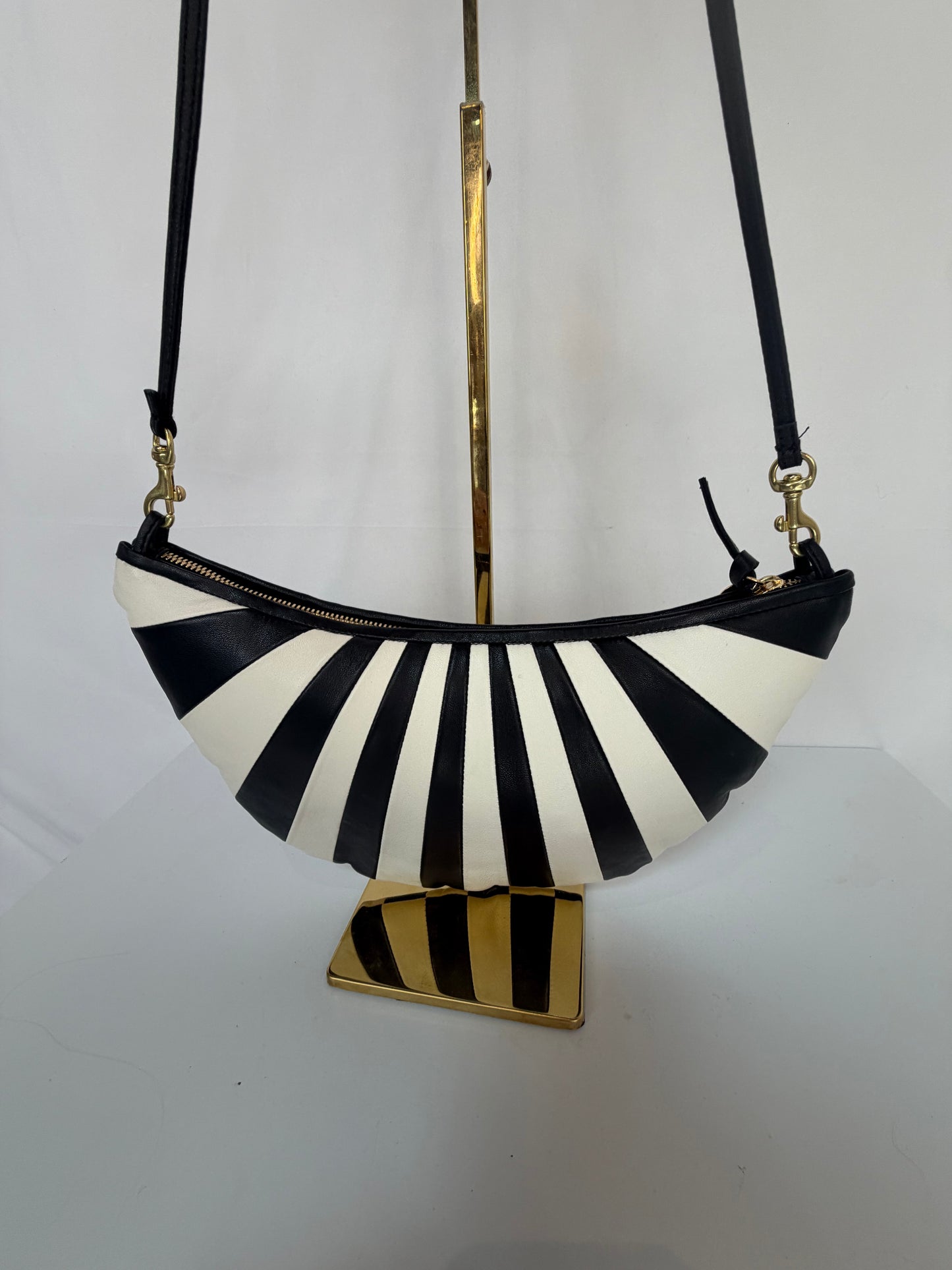 Clare V. Black & White Striped Shoulder Bag