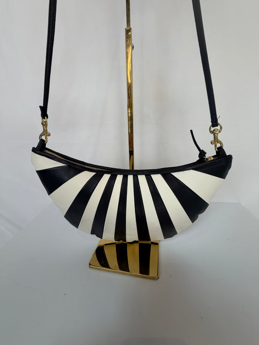Clare V. Black & White Striped Shoulder Bag