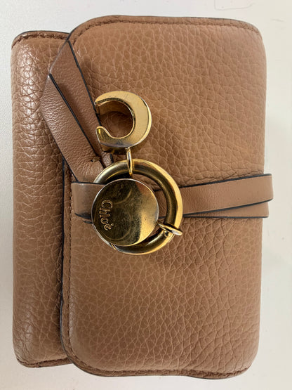 Chloe Leather Tan Gold Charm Trifold Wallet