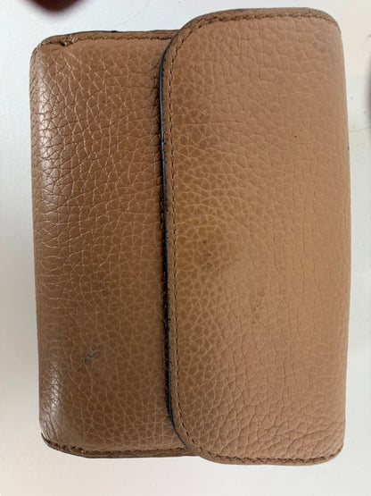 Chloe Leather Tan Gold Charm Trifold Wallet