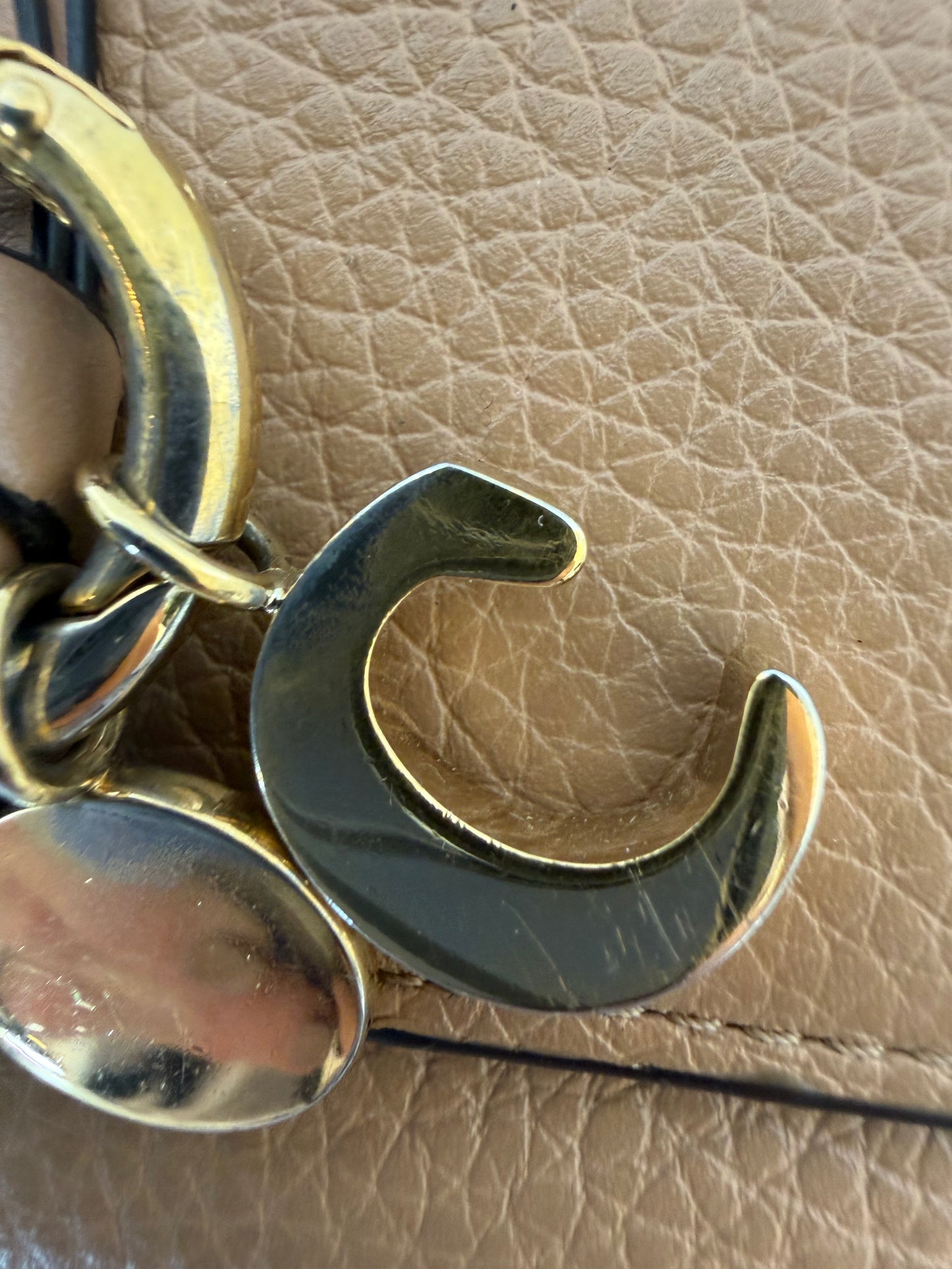 Chloe Leather Tan Gold Charm Trifold Wallet