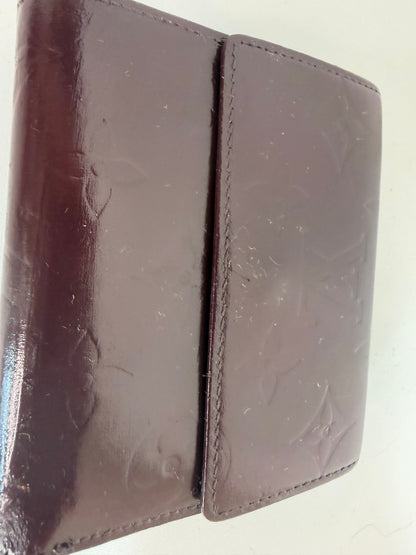 Louis Vuitton Patent Leather Deep Burgundy Monogram Embossed "Elise" Wallet