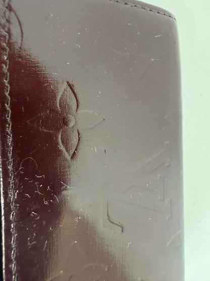 Louis Vuitton Patent Leather Deep Burgundy Monogram Embossed "Elise" Wallet