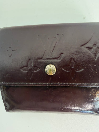 Louis Vuitton Patent Leather Deep Burgundy Monogram Embossed "Elise" Wallet