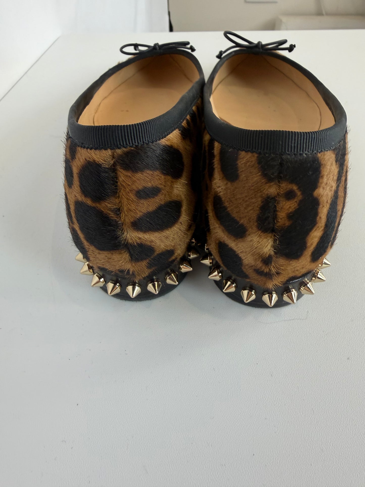 Christian Louboutin Pony Hair Leopard Black Reptile Trim Pointed Toe Heels