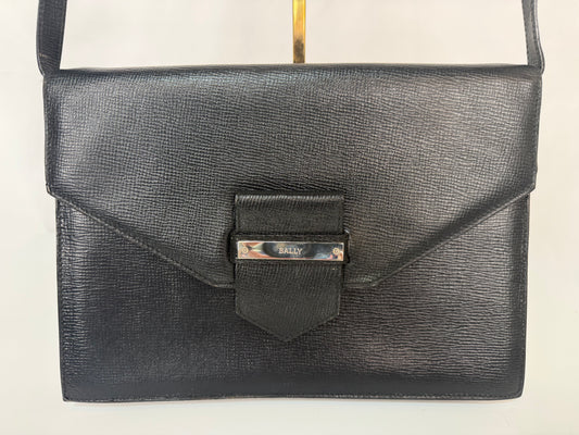 Bally Black Leather Crossbody Envelope Bag