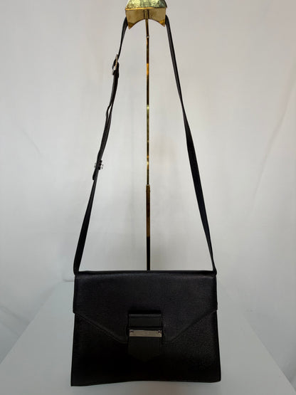 Bally Black Leather Crossbody Envelope Bag