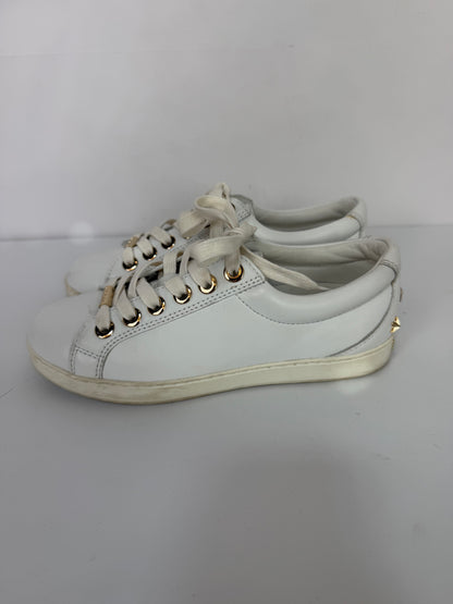 Golden Goose Super-Star Suede Beige & Gold Sparkle Lace-Up Low-Rise Sneaker