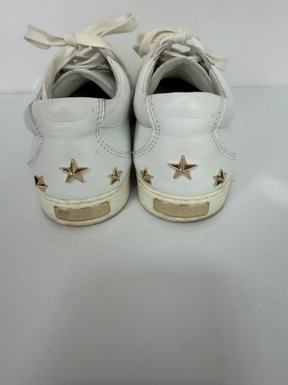 Golden Goose Super-Star Suede Beige & Gold Sparkle Lace-Up Low-Rise Sneaker