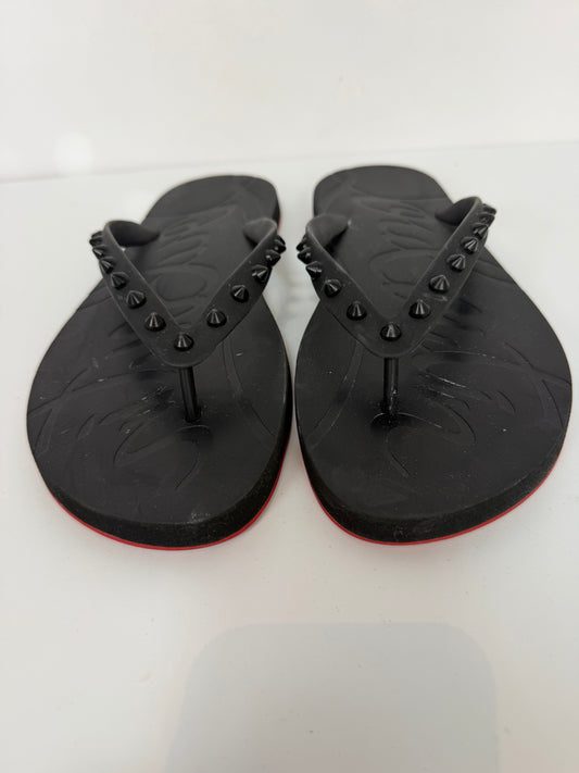 Christian LouBoutin Black "Super Loubi Flip Spiked Sandal"