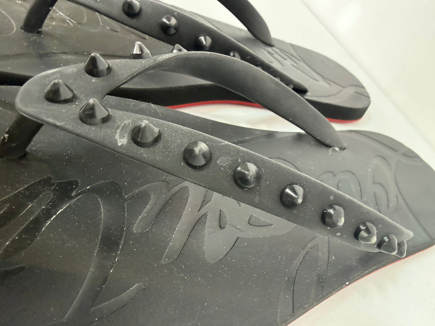 Christian LouBoutin Black "Super Loubi Flip Spiked Sandal"