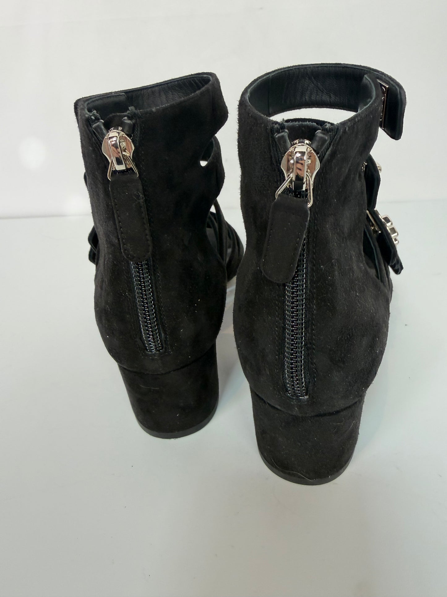 Chanel Black SuedeGladiator Block Heel Sandals