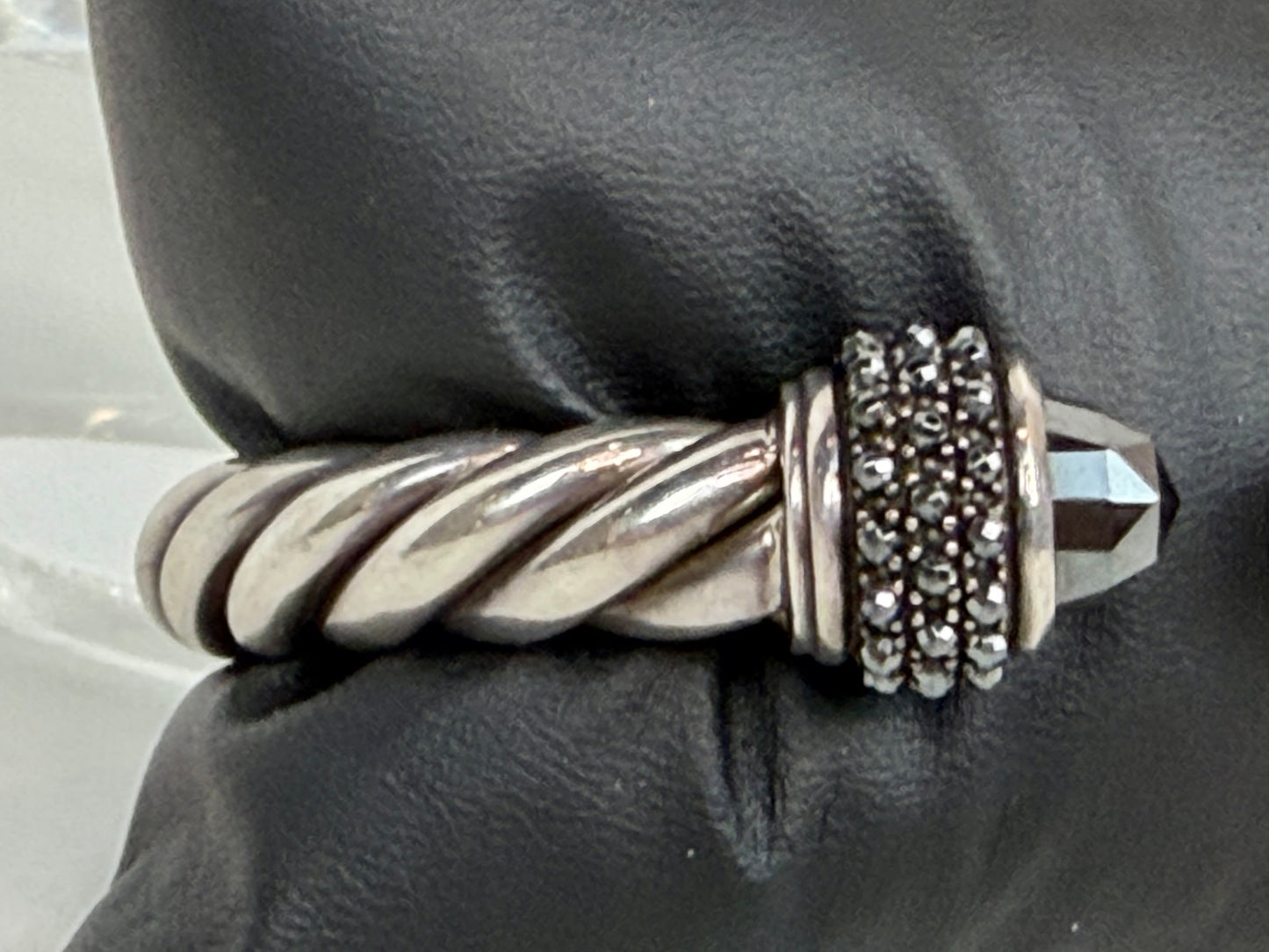 David Yurman Sterling Silver Black Onyx Hematite Cable Cuff Bracelet