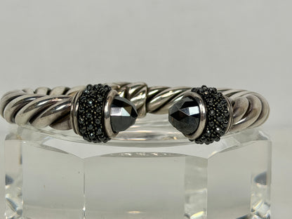 David Yurman Sterling Silver Black Onyx Hematite Cable Cuff Bracelet