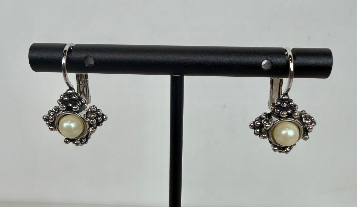 Michael Dawkins Silver & Pearl "Caviar" Style Earrings