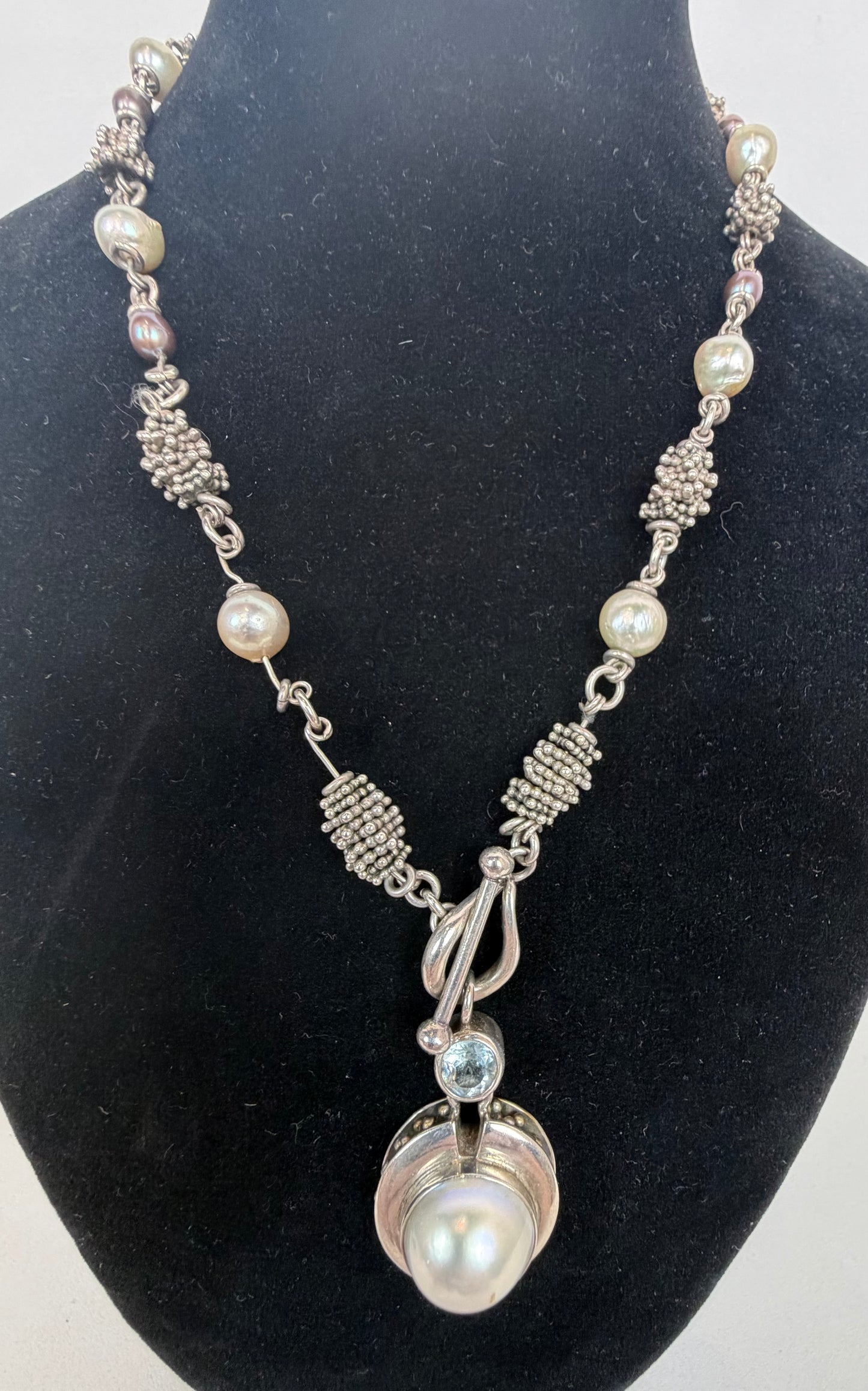 Michael Dawkins Sterling Silver Pearl Station Necklace
