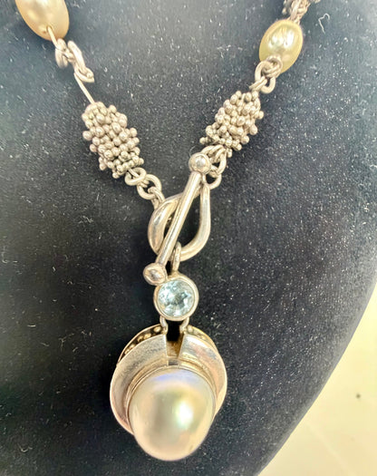 Michael Dawkins Sterling Silver Pearl Station Necklace