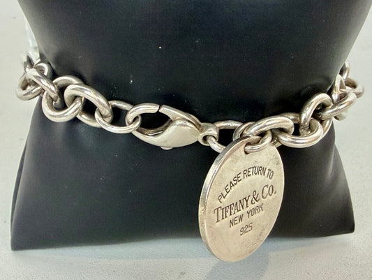 Tiffany & Co Sterling Silver "Return to Tiffany" Round Tag Charm Bracelet