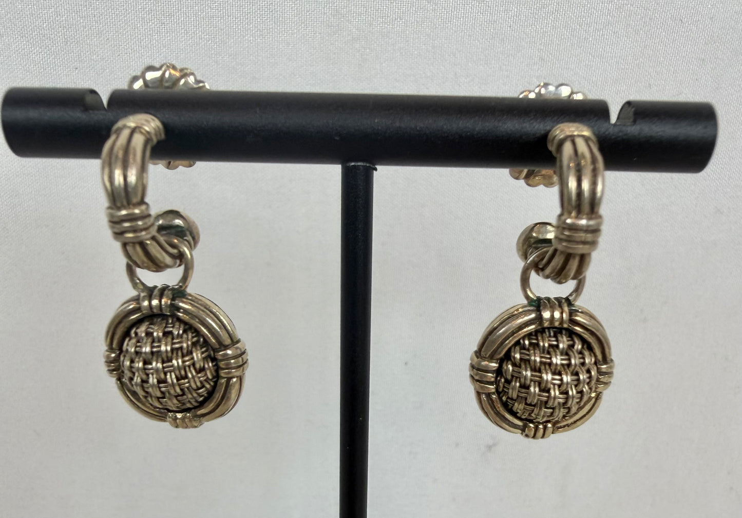 John Hardy Sterling Silver Textured Basket Weave Round Earrings