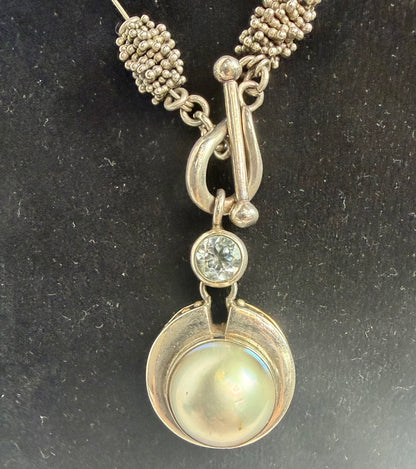 Michael Dawkins Sterling Silver Pearl Station Necklace