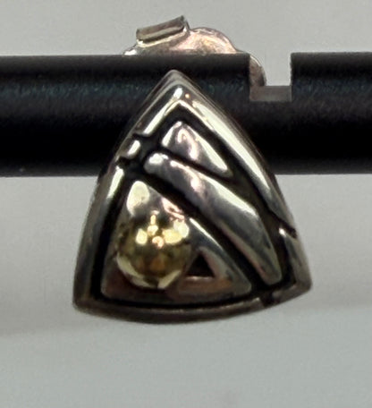 John Atencio Sterling 14K Yellow Gold Triangle Stud Earrings
