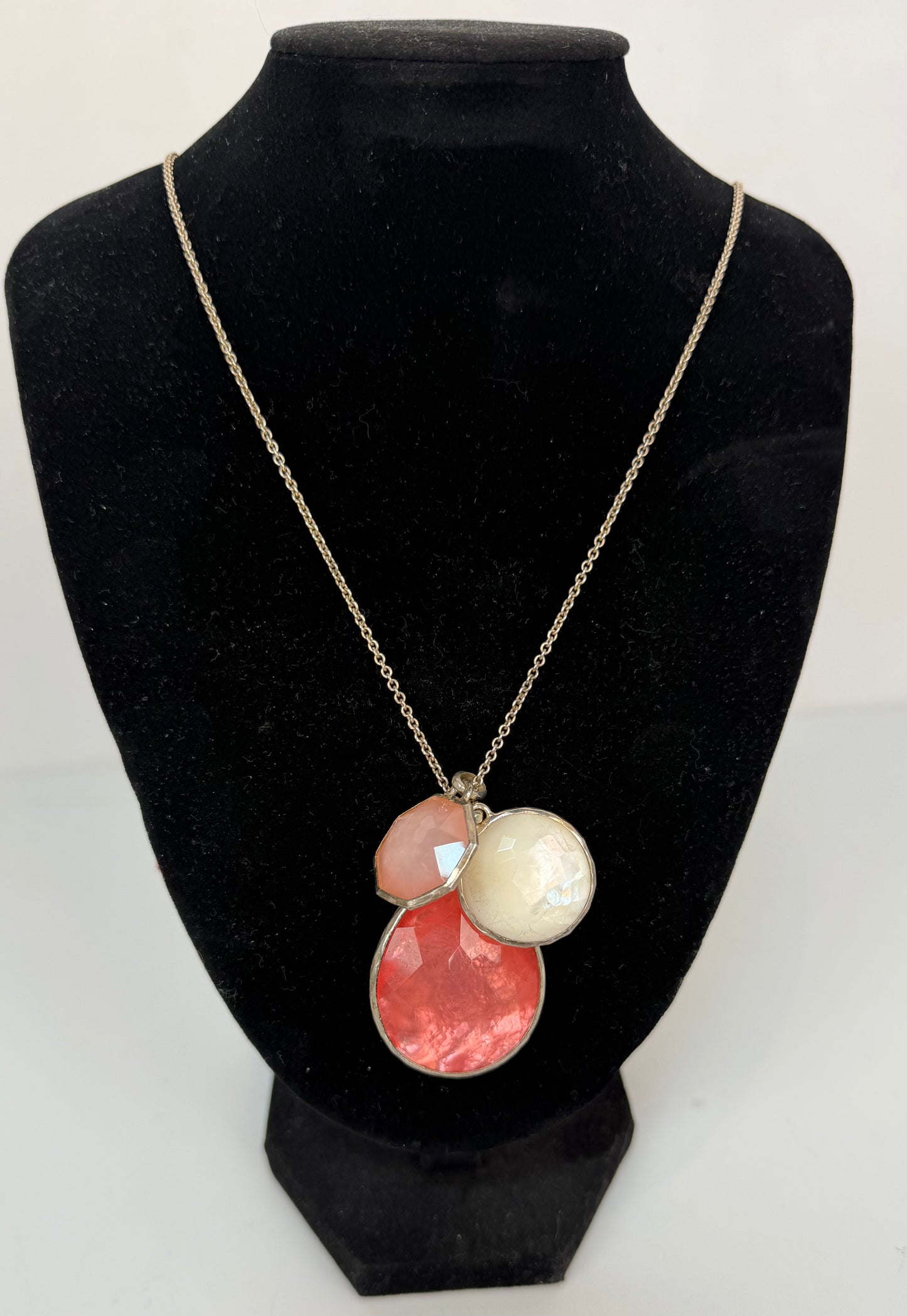 Ippolita Mother of Peal & Pink Quartz 3 Drop Pendant  Wonderland Necklace