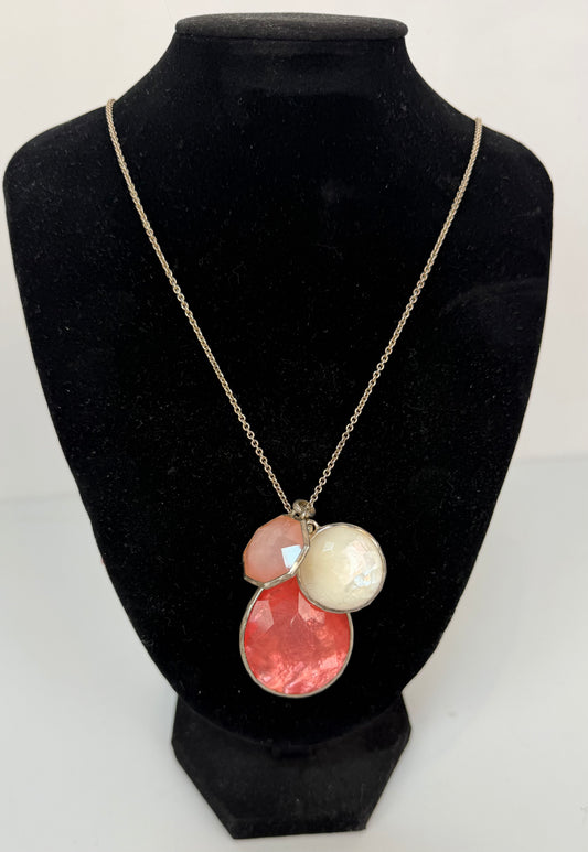 Ippolita Mother of Peal & Pink Quartz 3 Drop Pendant  Wonderland Necklace