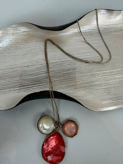 Ippolita Mother of Peal & Pink Quartz 3 Drop Pendant  Wonderland Necklace