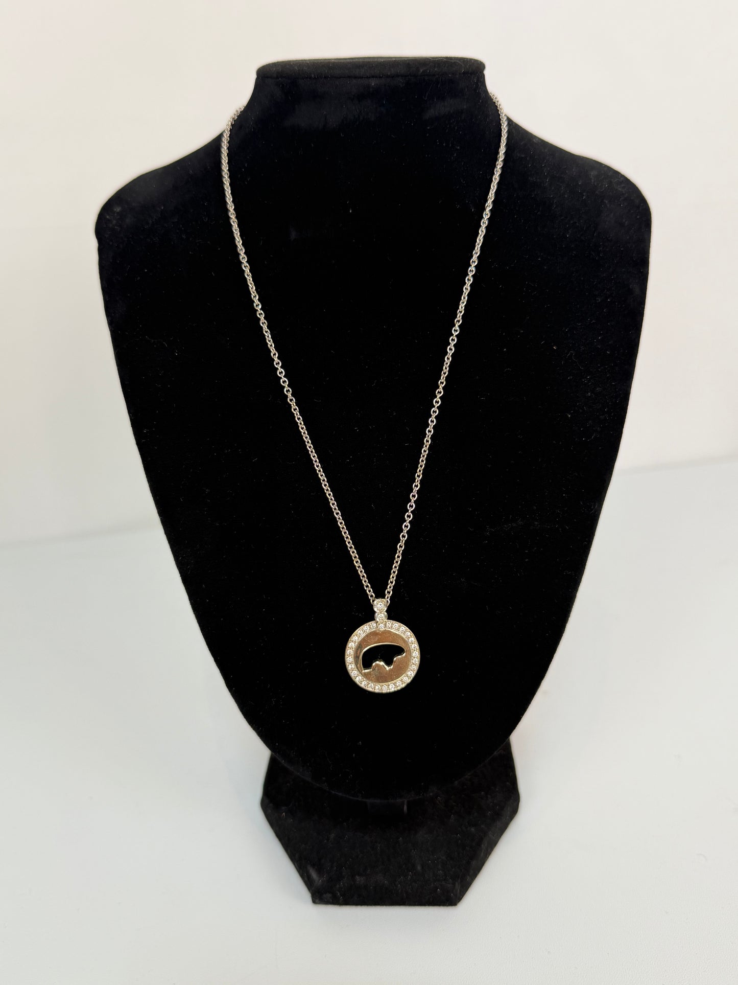 Golden Bear 14K Gold Diamond Rim Pendant Necklace