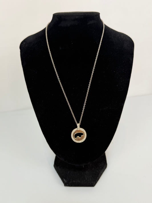 Golden Bear 14K Gold Diamond Rim Pendant Necklace