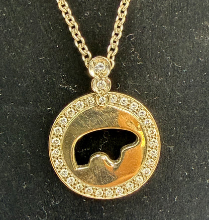 Golden Bear 14K Gold Diamond Rim Pendant Necklace