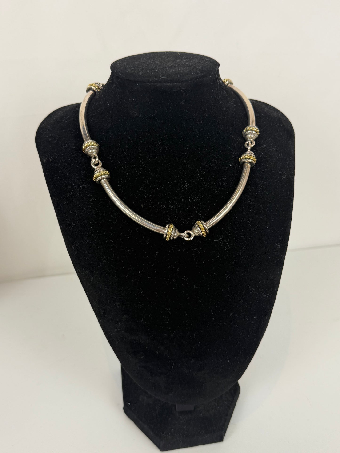 Wysor Sterling Silver w/ 18K Gold Accents Choker Necklace