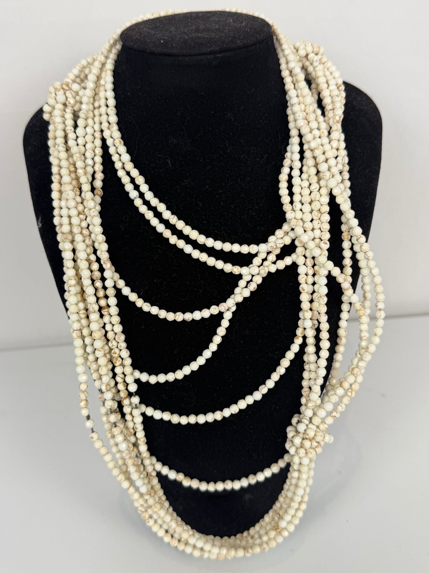 COMES WITH DUSTBAG - Brunello Cucinelli White Mini Beaded Multi Strand Necklace