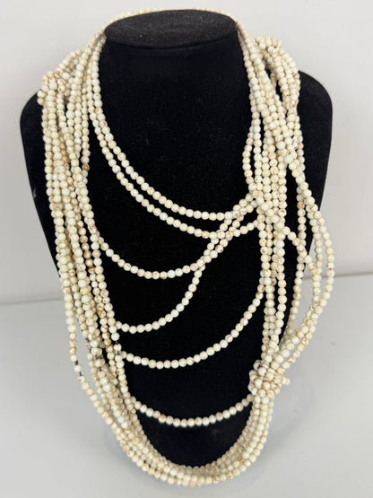 COMES WITH DUSTBAG - Brunello Cucinelli White Mini Beaded Multi Strand Necklace